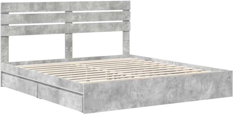 vidaXL Κρεβάτι Αποθήκης Σκυρόδεμα Γκρι 180 x 200 cm Επεξεργασμένο ξύλο