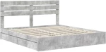 vidaXL Κρεβάτι Αποθήκης Σκυρόδεμα Γκρι 180 x 200 cm Επεξεργασμένο ξύλο