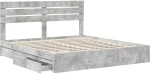 vidaXL Κρεβάτι Αποθήκης Σκυρόδεμα Γκρι 180 x 200 cm Επεξεργασμένο ξύλο