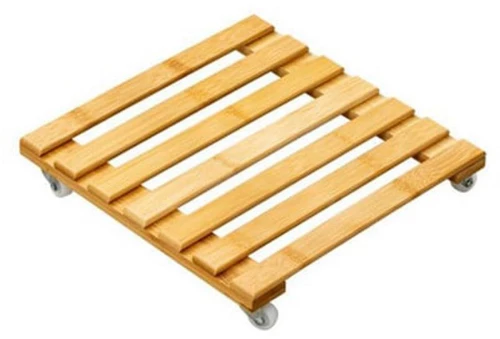 Βάση λουλουδιών τροχήλατη Nextdeco από bamboo 30x30εκ.