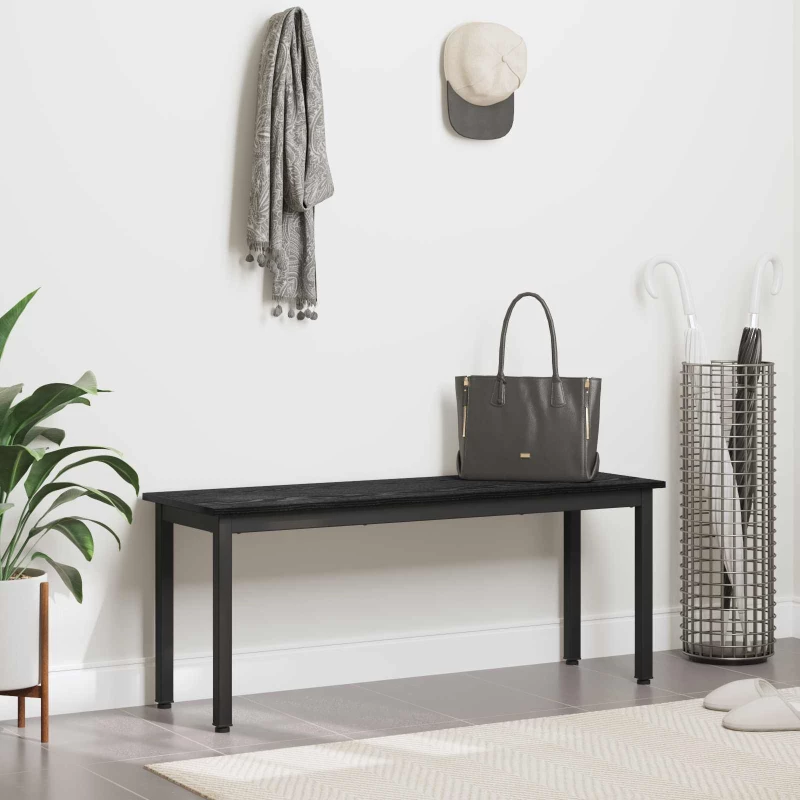 vidaXL παγκάκι Μαύρη Οξυά 110 x 35 x 45 cm Επεξεργασμένο ξύλο