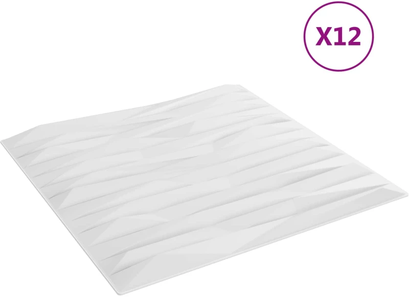 vidaXL Πάνελ τοίχου 12 pcs Άσπρη Πέτρα 50 x 50 cm Φελιζόλ XPS