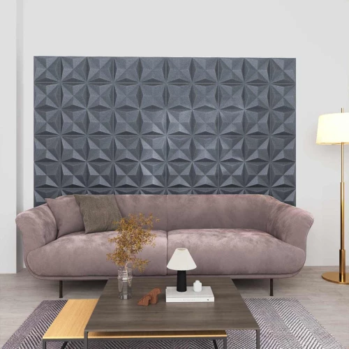 vidaXL Πάνελ τοίχου 12 pcs Οριγκάμι Γκρι 50 x 50 cm Φελιζόλ XPS
