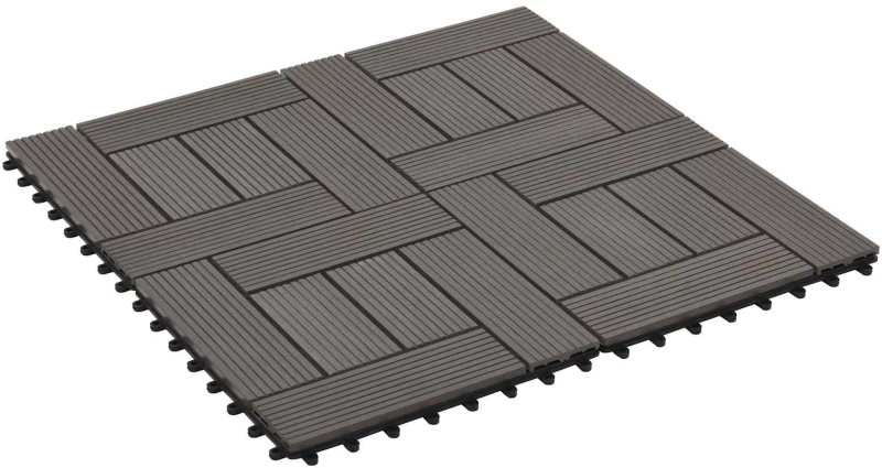 vidaXL Πλάκα Κατασκευής 11 pcs Σκούρο Καφέ 30 x 30 cm WPC