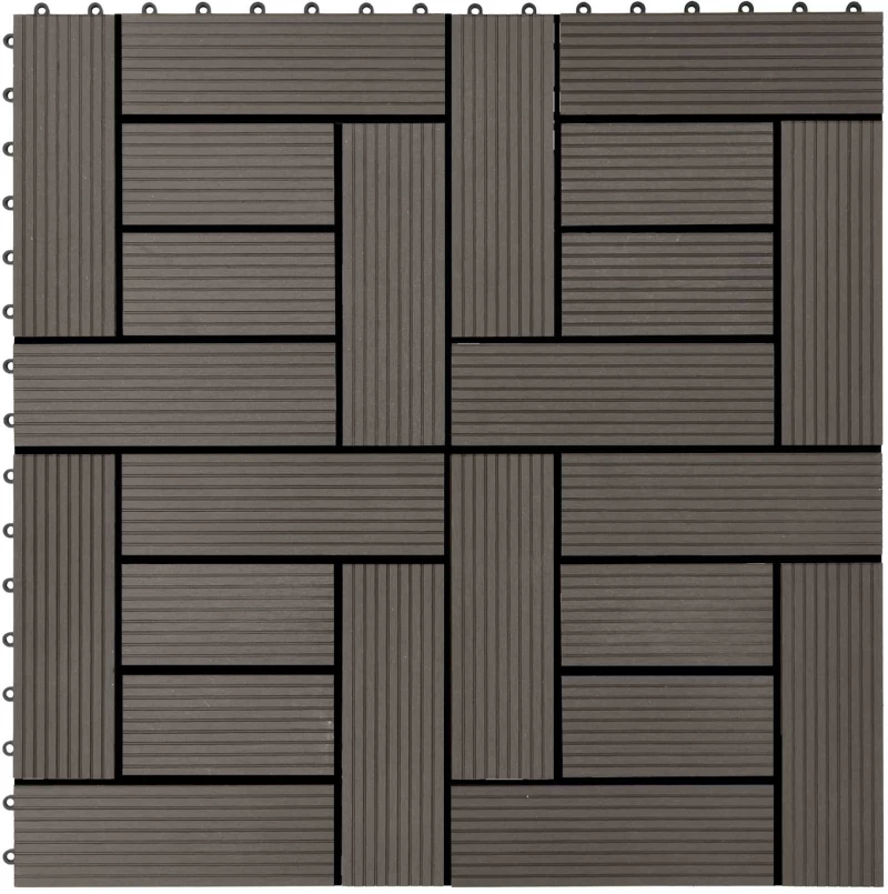 vidaXL Πλάκα Κατασκευής 11 pcs Σκούρο Καφέ 30 x 30 cm WPC