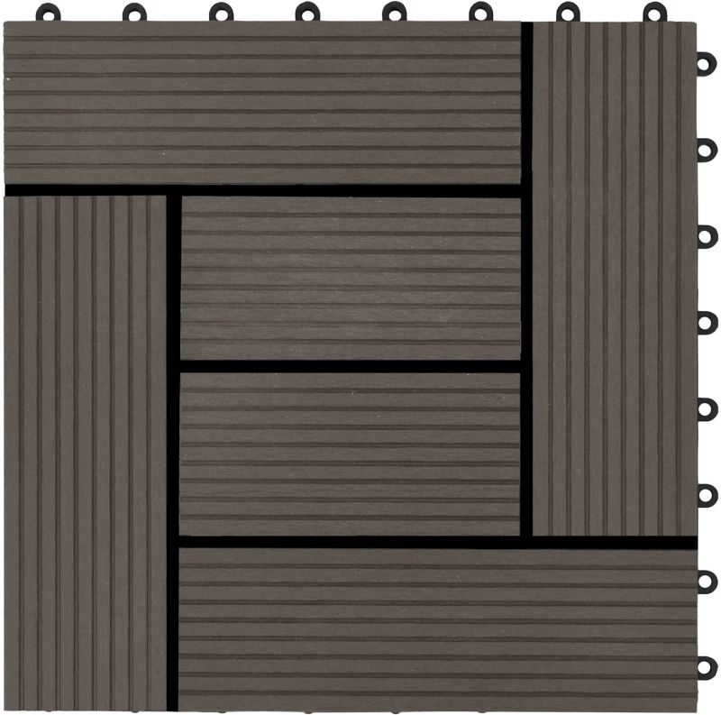 vidaXL Πλάκα Κατασκευής 11 pcs Σκούρο Καφέ 30 x 30 cm WPC