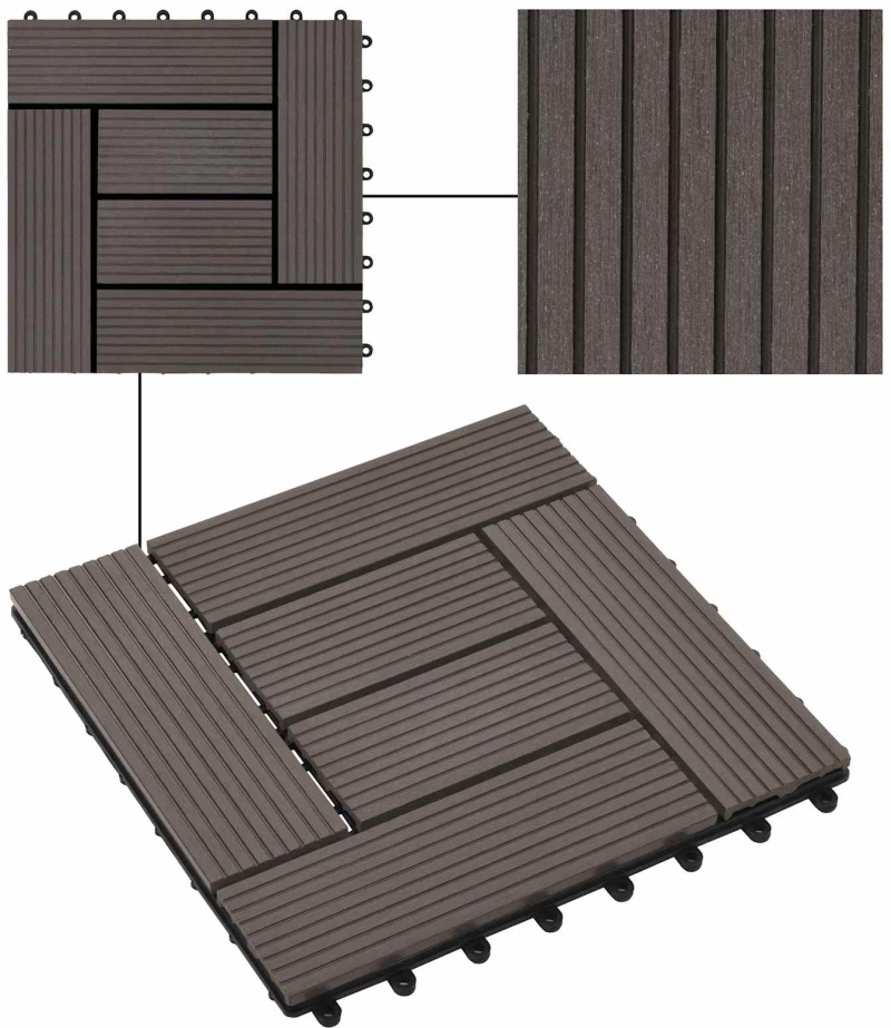 vidaXL Πλάκα Κατασκευής 11 pcs Σκούρο Καφέ 30 x 30 cm WPC