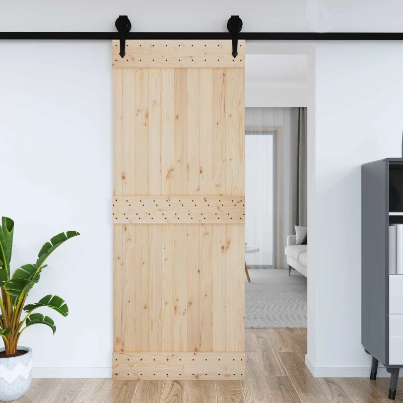 vidaXL Πόρτα NARVIK Φυσικό 90 x 210 cm Συμπαγές Ξύλο Πεύκου