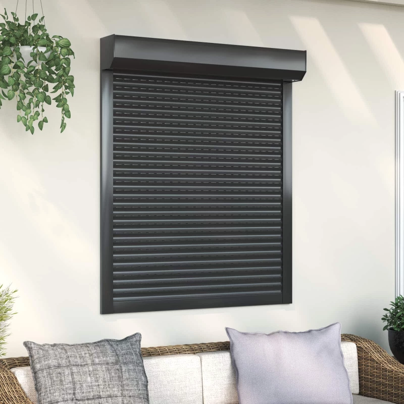 vidaXL Ρολό εισόδου Ανθρακί 100 x 120 cm Αλουμίνιο και Πολυουρεθάνη