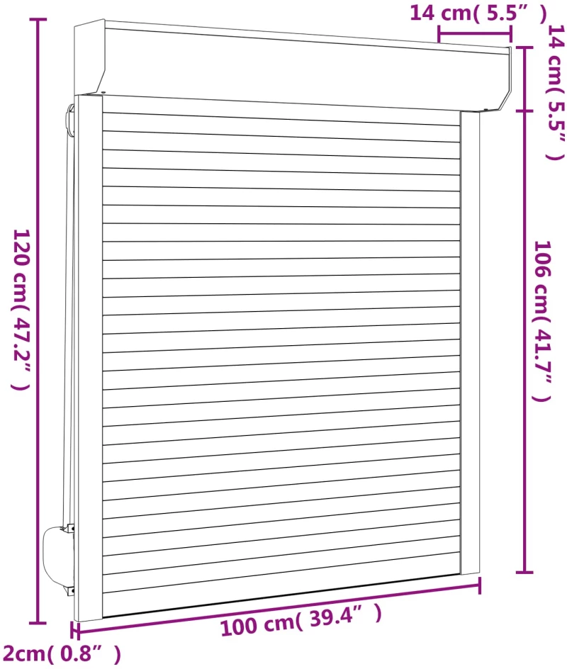 vidaXL Ρολό εισόδου Ανθρακί 100 x 120 cm Αλουμίνιο και Πολυουρεθάνη