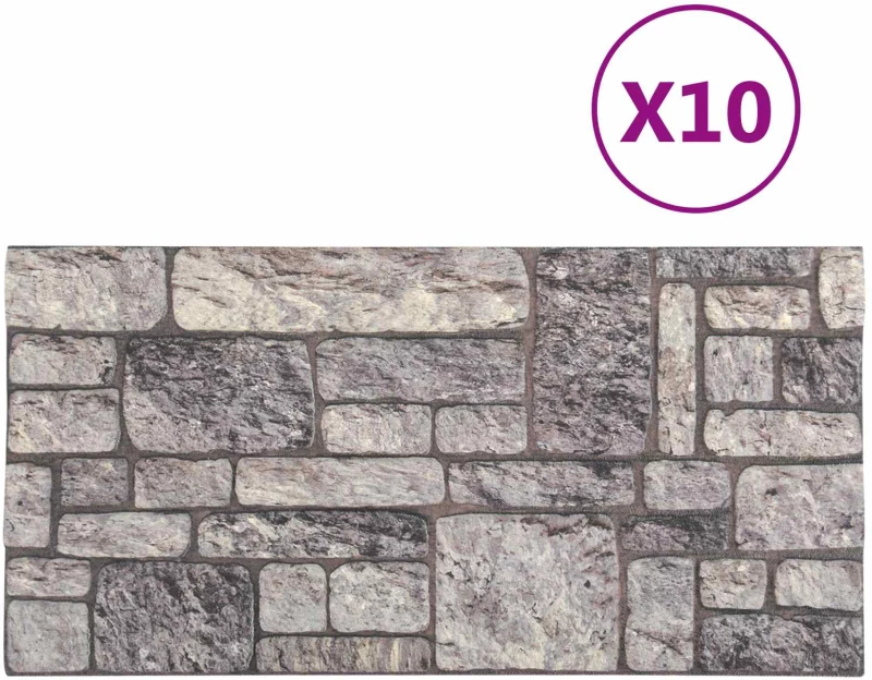 vidaXL Πάνελ τοίχου 10 pcs Γκρι και Λευκό 100 x 50 cm Αφρός EPS