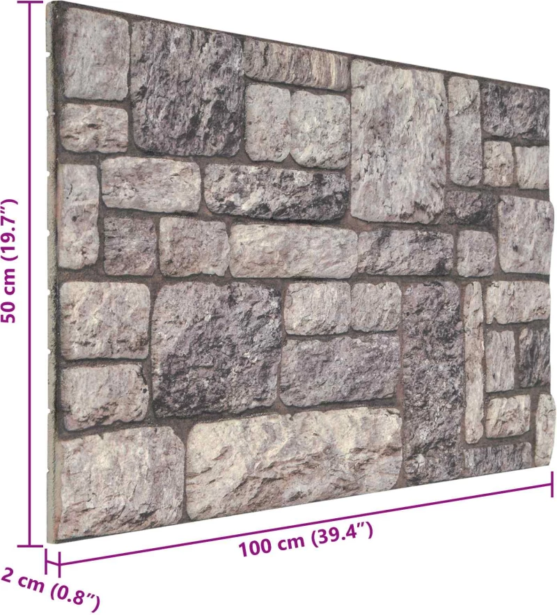 vidaXL Πάνελ τοίχου 10 pcs Γκρι και Λευκό 100 x 50 cm Αφρός EPS