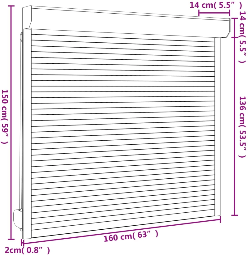vidaXL Ρολό εισόδου Λευκός 160 x 150 cm Αλουμίνιο και Πολυουρεθάνη