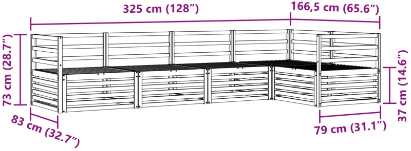 vidaXL Σειρά Καναπέ Εξωτερικού 5 pcs Φυσικό