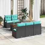 vidaXL Σετ Καναπέ Κήπου με μαξιλάρι 6 pcs Μαύρο συνθετικό ρατάν
