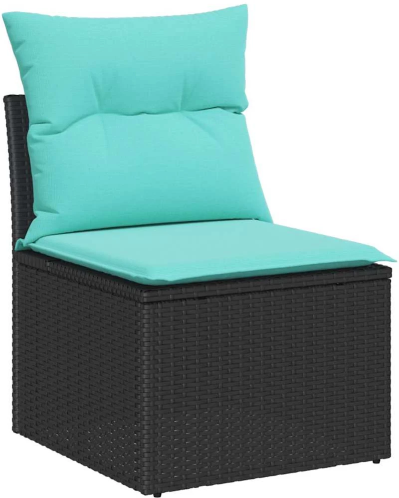vidaXL Σετ Καναπέ Κήπου με μαξιλάρι 6 pcs Μαύρο συνθετικό ρατάν