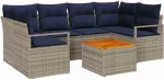 vidaXL Σετ Καναπέ Κήπου με μαξιλάρι 7 pcs Γκρι συνθετικό ρατάν