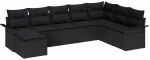 vidaXL Σετ Καναπέ Κήπου με μαξιλάρι 8 pcs Μαύρο Πολυ ράταν