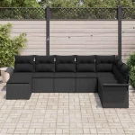 vidaXL Σετ Καναπέ Κήπου με μαξιλάρι 8 pcs Μαύρο Πολυ ράταν