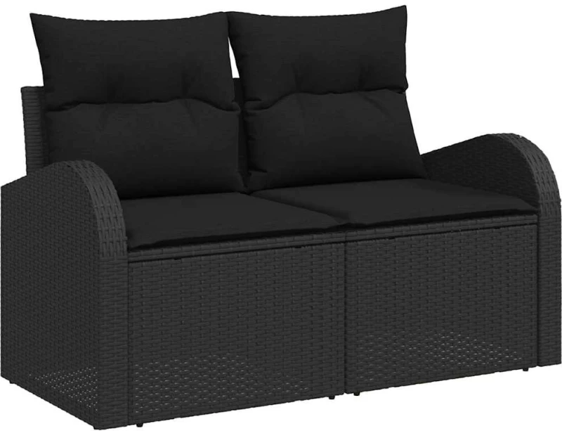 vidaXL Σετ Καναπέ Κήπου με μαξιλάρι 8 pcs Μαύρο συνθετικό ρατάν