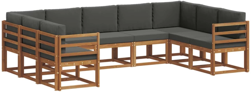 vidaXL Σειρά Καναπέ Εξωτερικού με μαξιλάρι 9 pcs Φυσικό και Ανθρακί