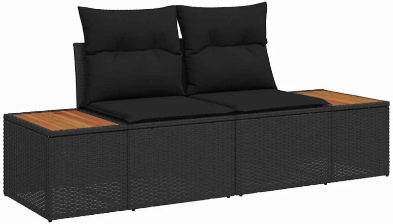 vidaXL Σετ Καναπέ Κήπου με μαξιλάρι 8 pcs Μαύρο Πολυ ράταν