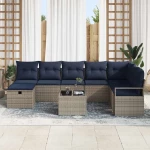 vidaXL Σετ Καναπέ με μαξιλάρι με αποθήκευση 9 pcs Γκρι συνθετικό ρατάν