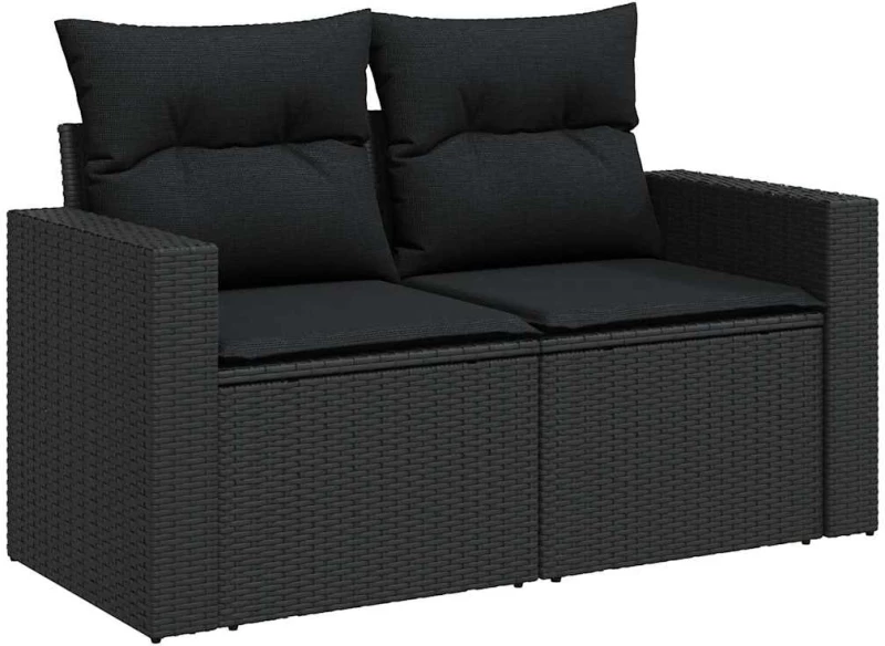 vidaXL Σετ Καναπέ Κήπου με μαξιλάρι 9 pcs Μαύρο συνθετικό ρατάν