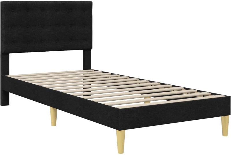 vidaXL Σκελετός κρεβατιού με στρώμα Μαύρο 90 x 190 cm ύφασμα