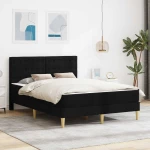 vidaXL Σκελετός κρεβατιού με στρώμα Μαύρο 140 x 190 cm ύφασμα