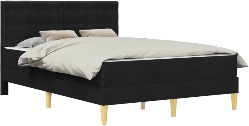vidaXL Σκελετός κρεβατιού με στρώμα Μαύρο 140 x 190 cm ύφασμα