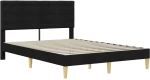 vidaXL Σκελετός κρεβατιού με στρώμα Μαύρο 140 x 190 cm ύφασμα