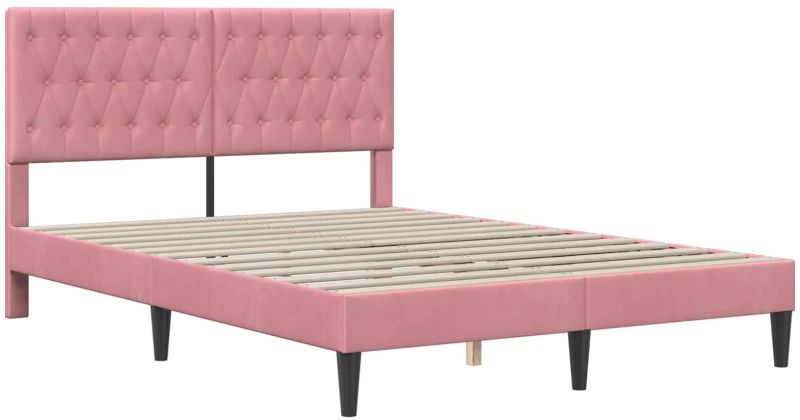 vidaXL Σκελετός κρεβατιού με στρώμα Ροζ 140 x 190 cm Βελούδο