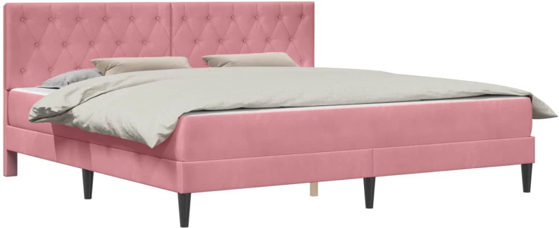 vidaXL Σκελετός κρεβατιού με στρώμα Ροζ 180 x 200 cm Βελούδο