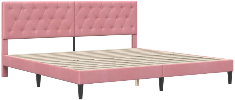 vidaXL Σκελετός κρεβατιού με στρώμα Ροζ 180 x 200 cm Βελούδο