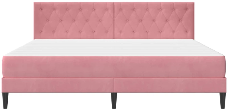 vidaXL Σκελετός κρεβατιού με στρώμα Ροζ 180 x 200 cm Βελούδο