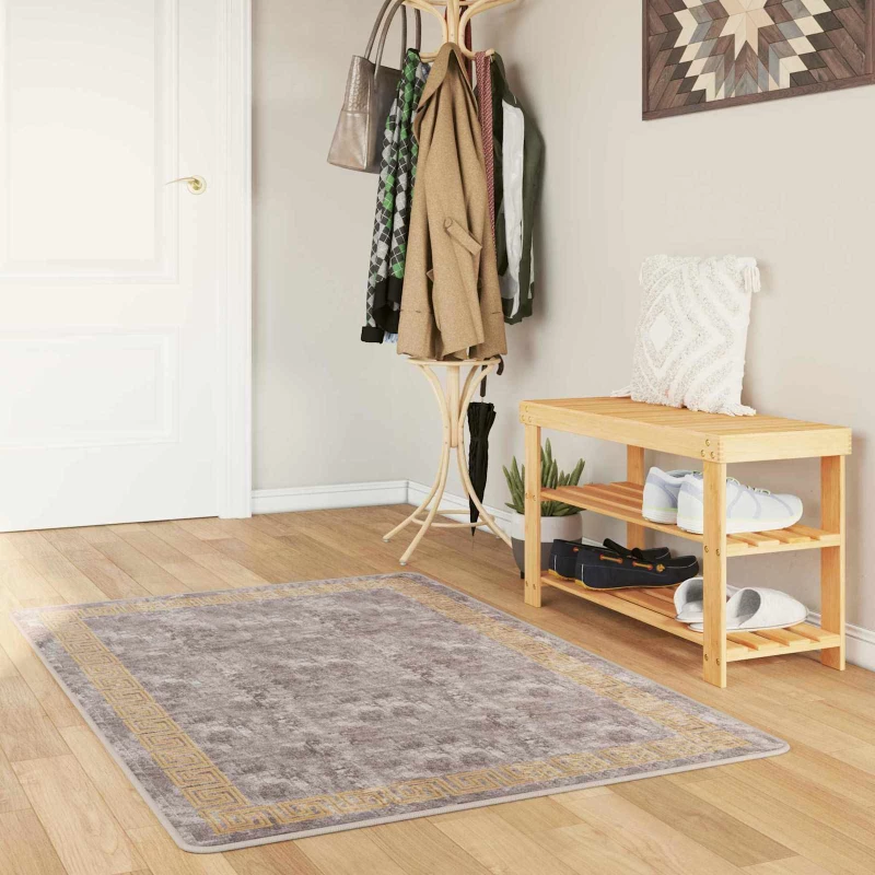 vidaXL Χαλί Runner MARSA Γκρι 80 x 100 cm Πολυέστερ και PVC