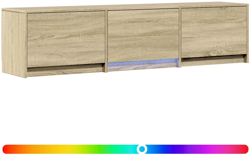 vidaXL Τηλεοπτική βιβλιοθήκη με LED Δρύς Sonoma 165 x 34 x 40 εκ.