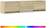 vidaXL Τηλεοπτική βιβλιοθήκη με LED Δρύς Sonoma 165 x 34 x 40 εκ.
