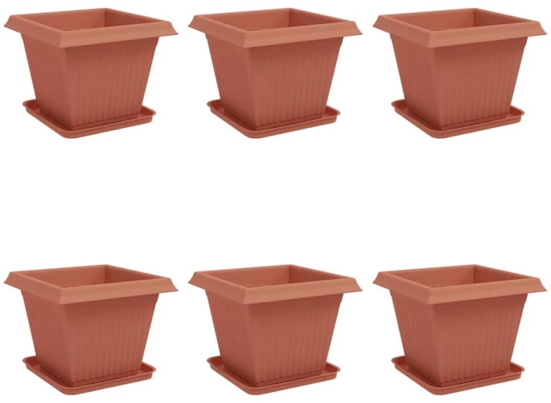 vidaXL Γλάστρες φυτών 6 pcs Κεραμιδί 38 x 38 x 30 εκ Πλαστικό