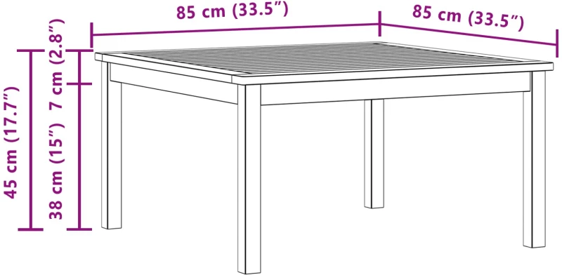 vidaXL Τραπεζάκι σαλονιού Ανοιχτό ακασία 85 x 85 x 45 cm