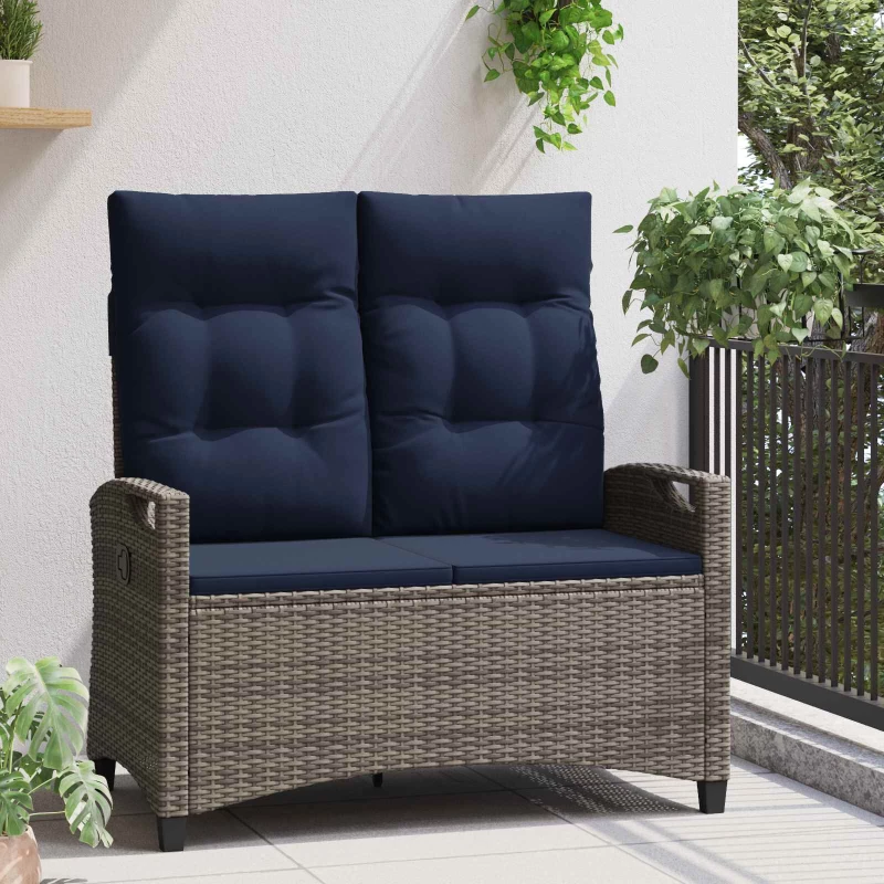 vidaXL Παγκάκι κήπου με μαξιλάρι 105 x 60 x 112 εκ ατσάλι