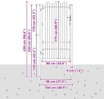 vidaXL Πύλη Φράχτη HORST 100 x 175 cm Ατσάλι Μαύρο Κλειδώσιμο
