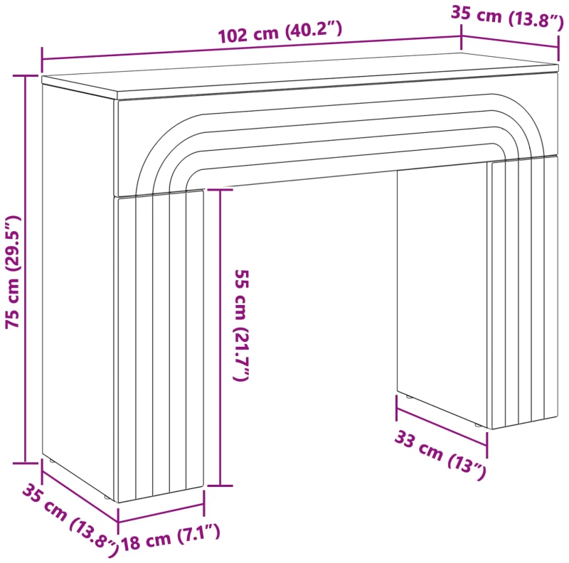 vidaXL Τραπεζάκι σαλονιού Artisan Δρυς 102 x 35 x 75 εκ