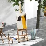 Καβαλέτο, Artist Easel, Ρυθμιζόμενο Ύψος, 4 Τροχοί, Φυσικό + Μαύρο