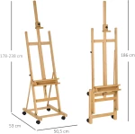 Καβαλέτο, Artist Easel, Ρυθμιζόμενο Ύψος, 4 Τροχοί, Φυσικό + Μαύρο