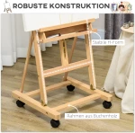 Καβαλέτο, Artist Easel, Ρυθμιζόμενο Ύψος, 4 Τροχοί, Φυσικό + Μαύρο
