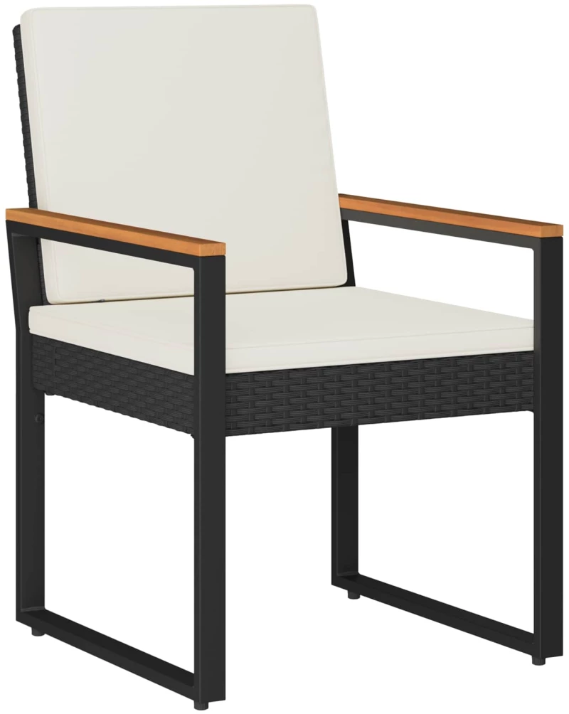 vidaXL Σετ Εξωτερικών Επίπλων με μαξιλάρι 3 pcs Μαύρο και Κρεμ Λευκό