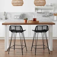 vidaXL Μπαρ σκαμπό 2 pcs Μαύρο 44 x 45 x 76 εκ. Ράτταν και Χάλυβας