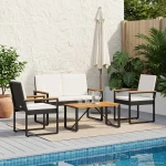 vidaXL Σετ Εξωτερικών Επίπλων με μαξιλάρι 4 pcs Μαύρο και Κρεμ Λευκό
